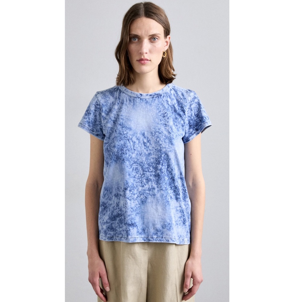 Rag & Bone Slub Tie Dye Tee Shirt in Blue Multi.